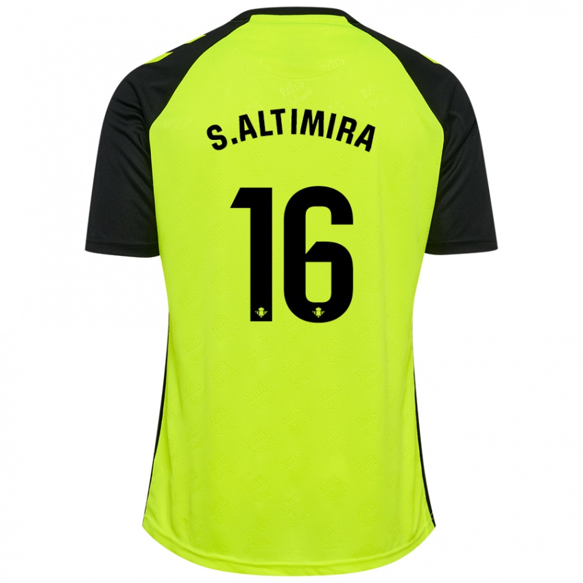 Uomo Maglia Sergi Altimira #16 Giallo Fluorescente Nero Kit Gara Away 2024/25 Maglietta