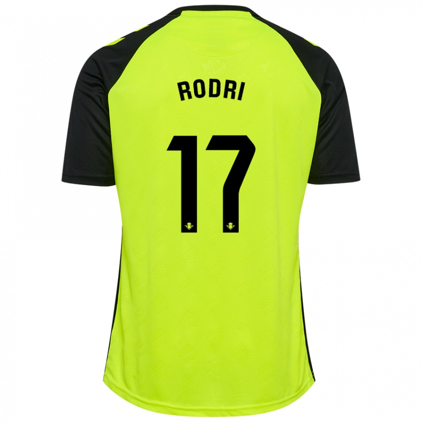 Uomo Maglia Rodri Sanchez #17 Giallo Fluorescente Nero Kit Gara Away 2024/25 Maglietta