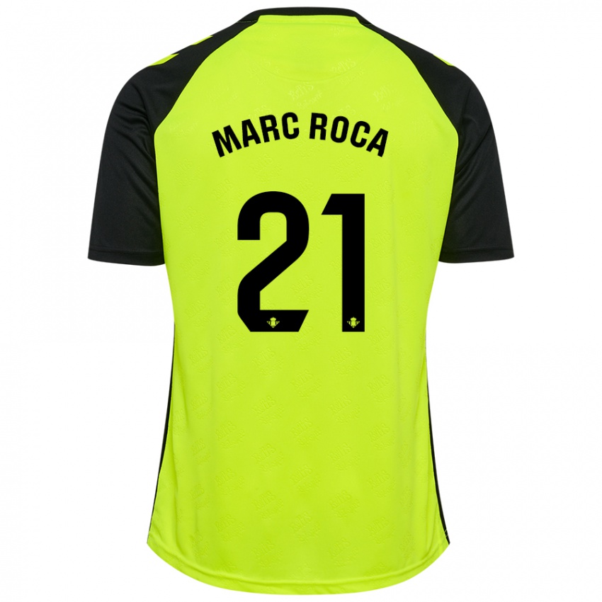 Uomo Maglia Marc Roca #21 Giallo Fluorescente Nero Kit Gara Away 2024/25 Maglietta