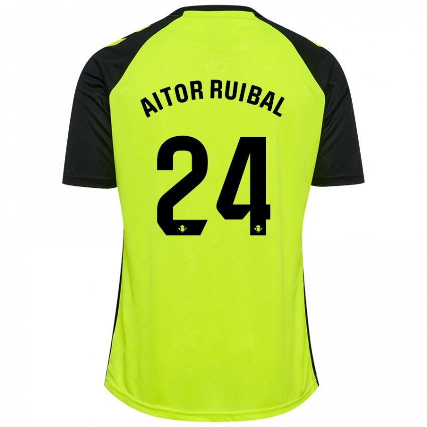 Uomo Maglia Aitor Ruibal #24 Giallo Fluorescente Nero Kit Gara Away 2024/25 Maglietta