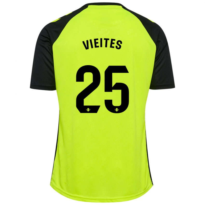 Uomo Maglia Fran Vieites #25 Giallo Fluorescente Nero Kit Gara Away 2024/25 Maglietta