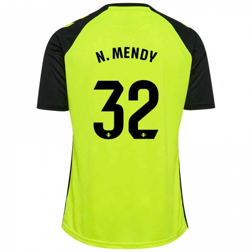 Uomo Maglia Nobel Mendy #32 Giallo Fluorescente Nero Kit Gara Away 2024/25 Maglietta