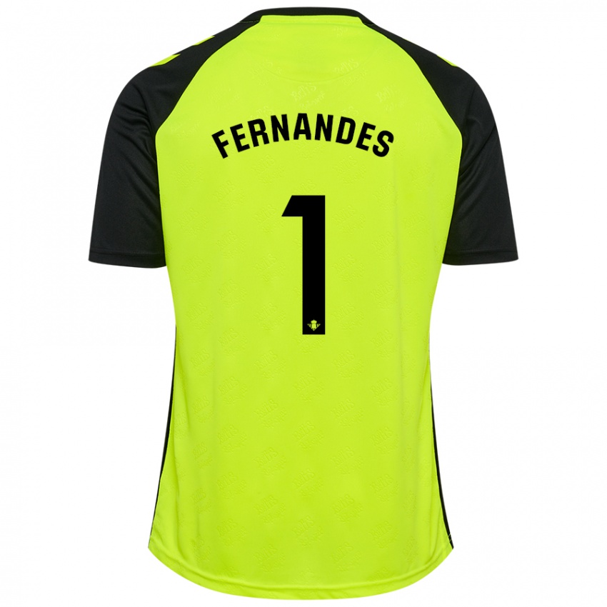 Uomo Maglia Guilherme Fernandes #1 Giallo Fluorescente Nero Kit Gara Away 2024/25 Maglietta