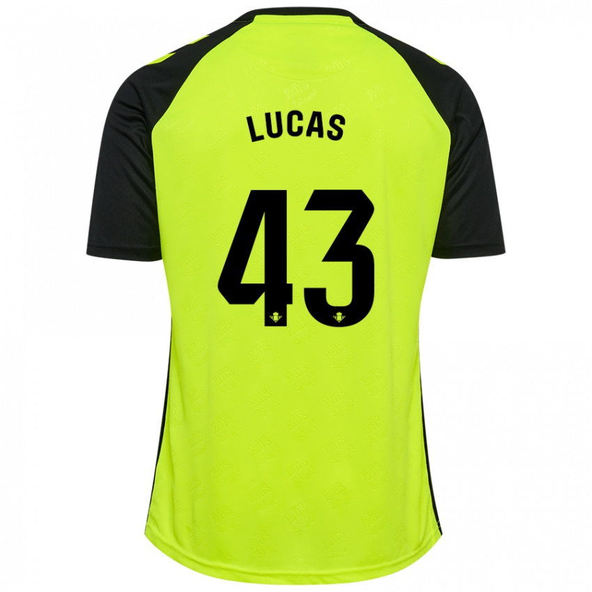 Uomo Maglia Lucas Alcázar #43 Giallo Fluorescente Nero Kit Gara Away 2024/25 Maglietta