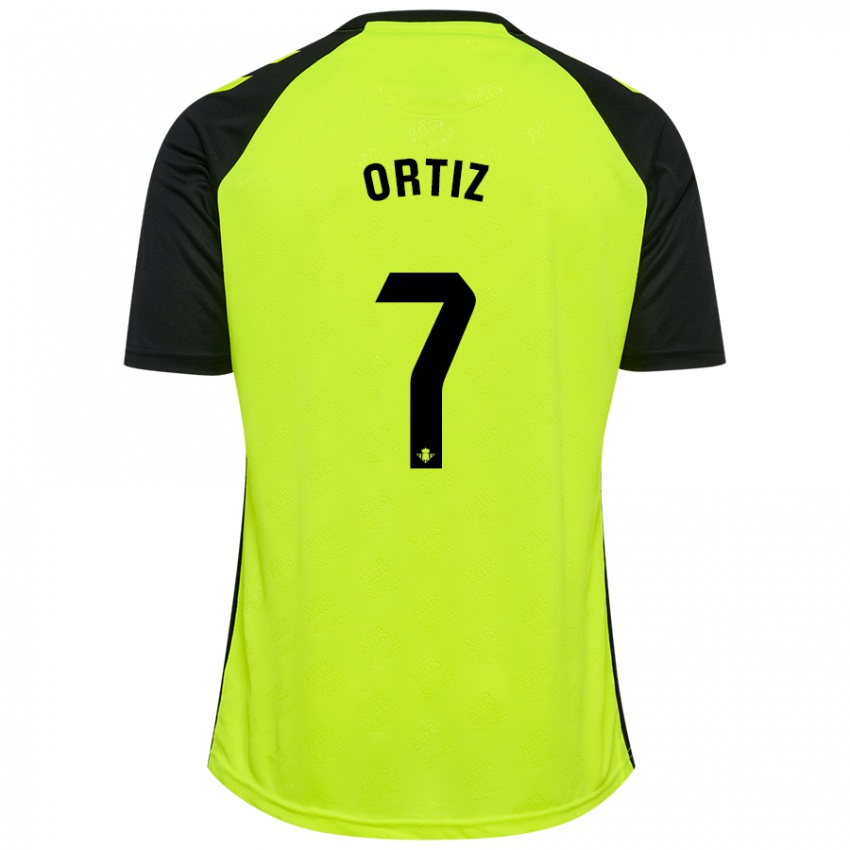 Uomo Maglia Ángel Ortiz #7 Giallo Fluorescente Nero Kit Gara Away 2024/25 Maglietta