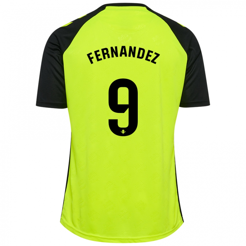 Uomo Maglia Marcos Fernández #9 Giallo Fluorescente Nero Kit Gara Away 2024/25 Maglietta