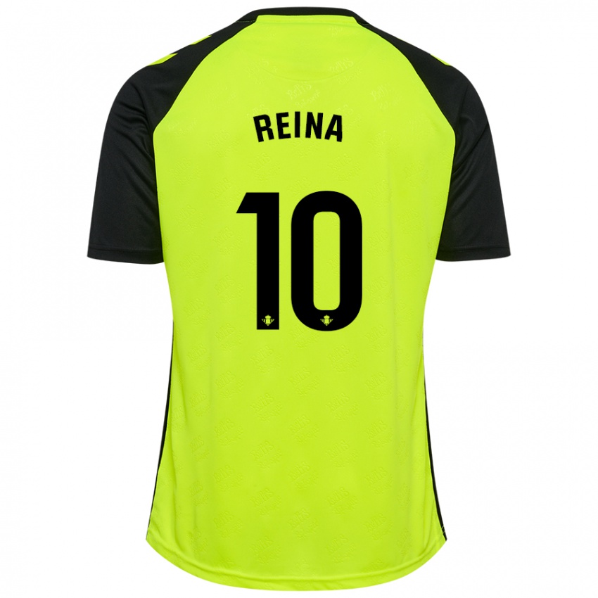 Uomo Maglia Carlos Reina #10 Giallo Fluorescente Nero Kit Gara Away 2024/25 Maglietta