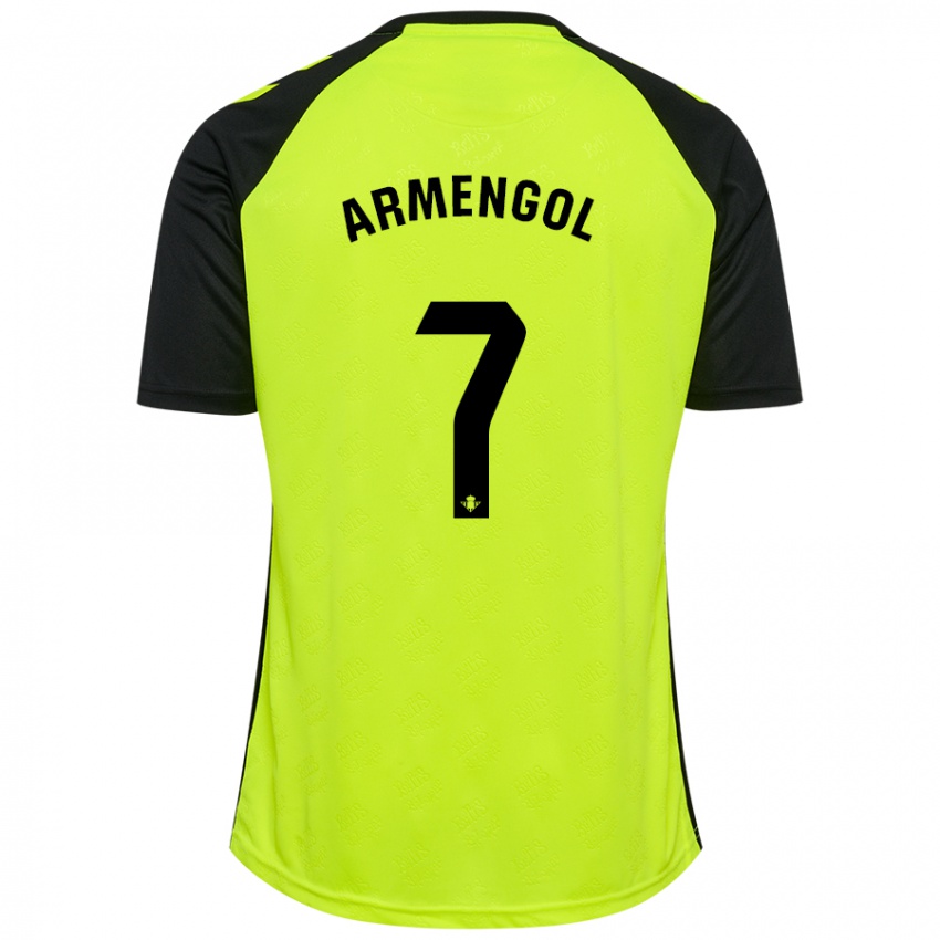 Uomo Maglia Carla Armengol Joaniquet #7 Giallo Fluorescente Nero Kit Gara Away 2024/25 Maglietta