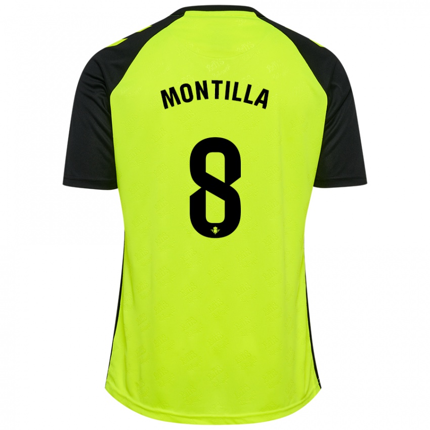 Uomo Maglia Natalia Montilla #8 Giallo Fluorescente Nero Kit Gara Away 2024/25 Maglietta