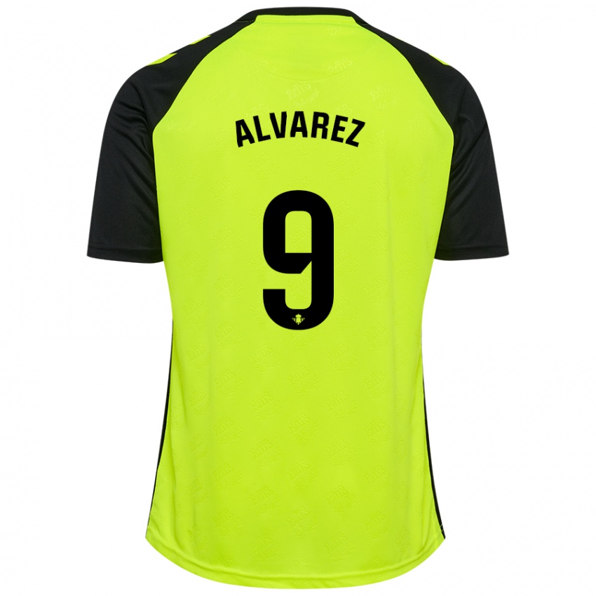 Uomo Maglia Carmen Álvarez Sánchez #9 Giallo Fluorescente Nero Kit Gara Away 2024/25 Maglietta