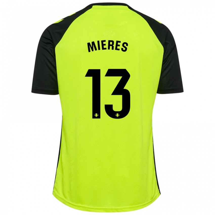 Uomo Maglia Malena Mieres García #13 Giallo Fluorescente Nero Kit Gara Away 2024/25 Maglietta