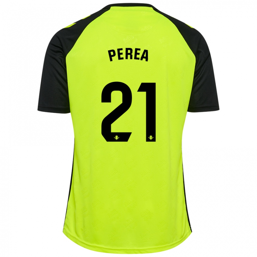 Uomo Maglia Paula Perea #21 Giallo Fluorescente Nero Kit Gara Away 2024/25 Maglietta