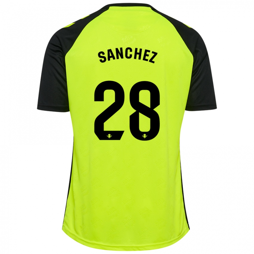 Uomo Maglia Marina Sánchez #28 Giallo Fluorescente Nero Kit Gara Away 2024/25 Maglietta