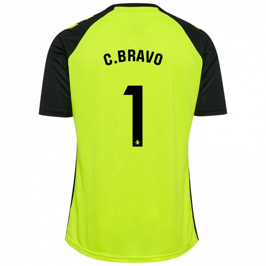 Uomo Maglia Claudio Bravo #1 Giallo Fluorescente Nero Kit Gara Away 2024/25 Maglietta