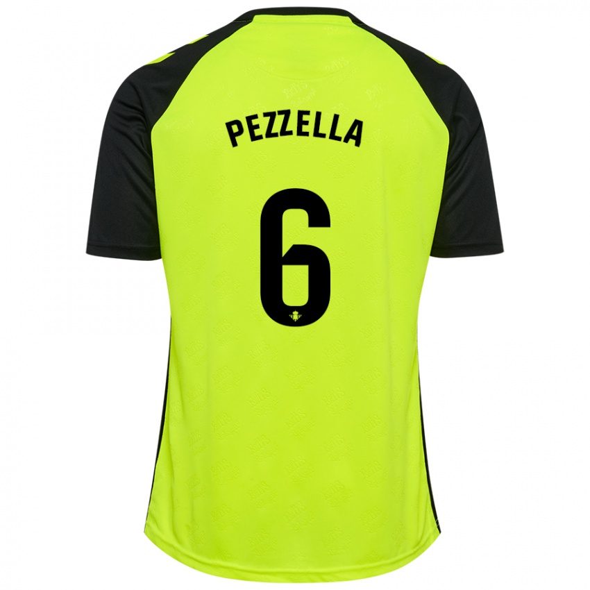 Uomo Maglia German Pezzella #6 Giallo Fluorescente Nero Kit Gara Away 2024/25 Maglietta