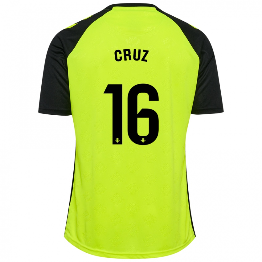 Uomo Maglia Juan Cruz #16 Giallo Fluorescente Nero Kit Gara Away 2024/25 Maglietta