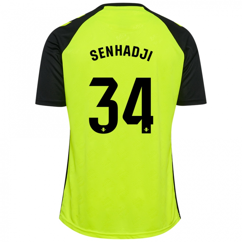 Uomo Maglia Yanis Senhadji #34 Giallo Fluorescente Nero Kit Gara Away 2024/25 Maglietta