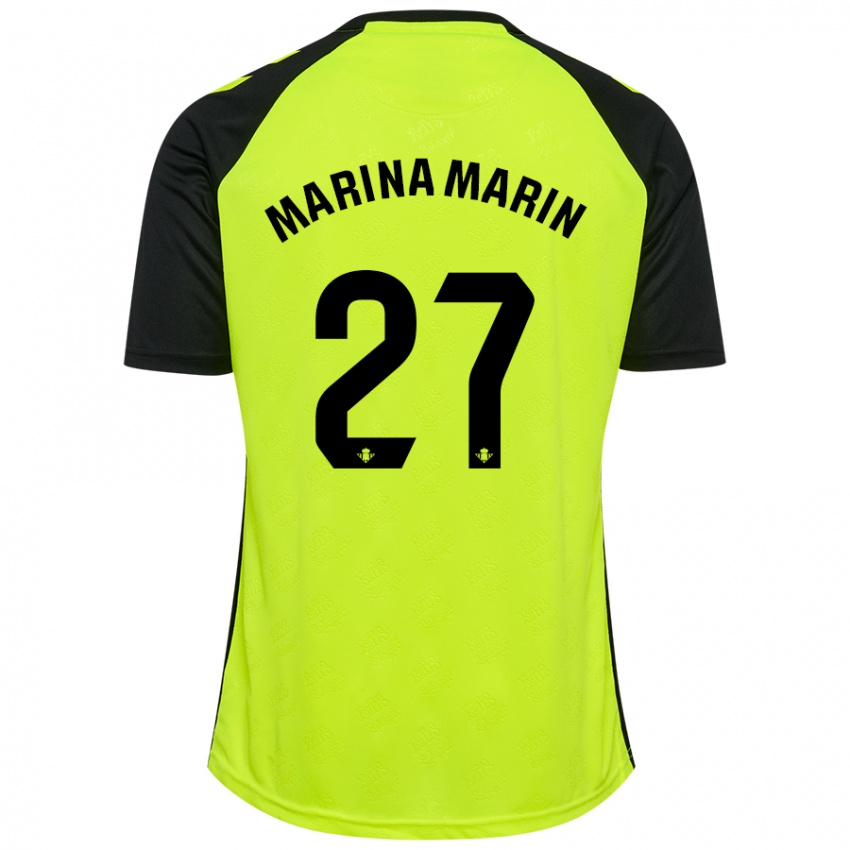 Uomo Maglia Marina Marín #27 Giallo Fluorescente Nero Kit Gara Away 2024/25 Maglietta