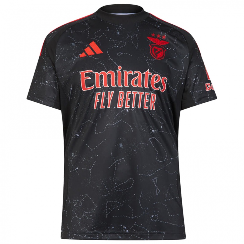 Uomo Maglia Angel Di Maria #11 Nero Rosso Kit Gara Away 2024/25 Maglietta