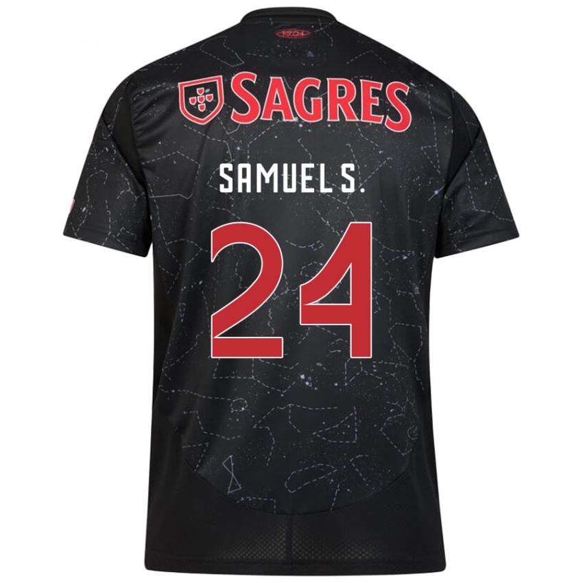 Uomo Maglia Samuel Soares #24 Nero Rosso Kit Gara Away 2024/25 Maglietta