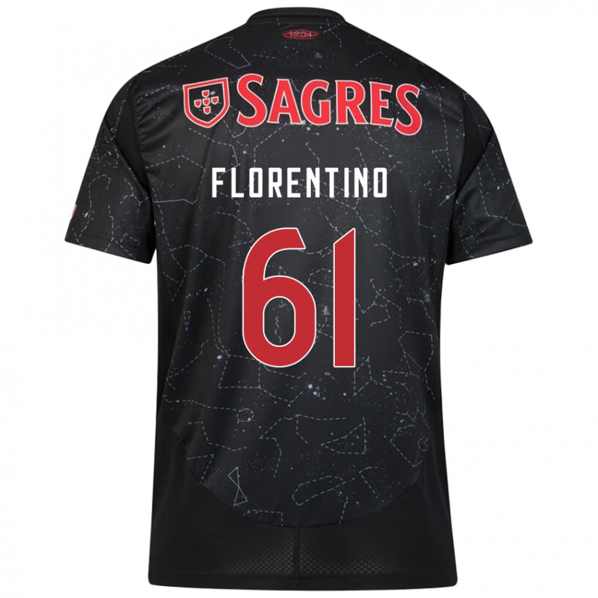 Uomo Maglia Florentino #61 Nero Rosso Kit Gara Away 2024/25 Maglietta