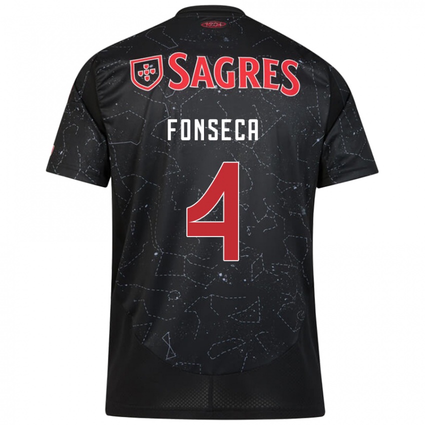 Uomo Maglia João Fonseca #4 Nero Rosso Kit Gara Away 2024/25 Maglietta