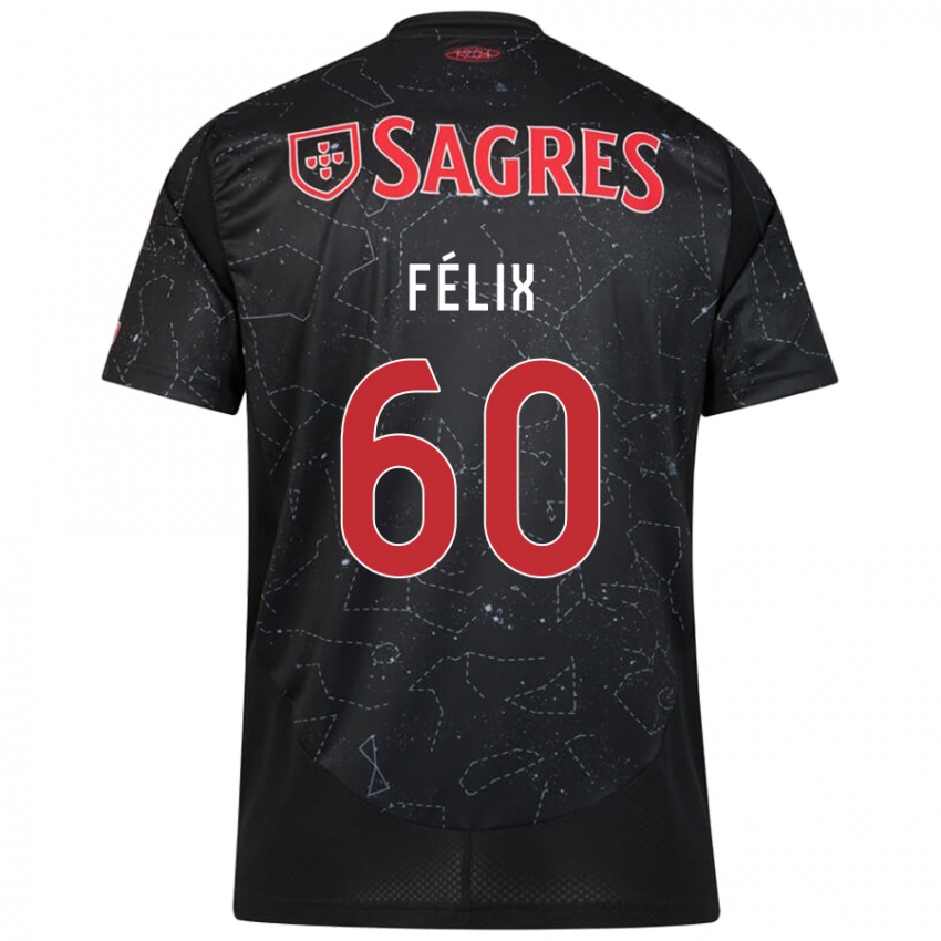 Uomo Maglia Nuno Félix #60 Nero Rosso Kit Gara Away 2024/25 Maglietta