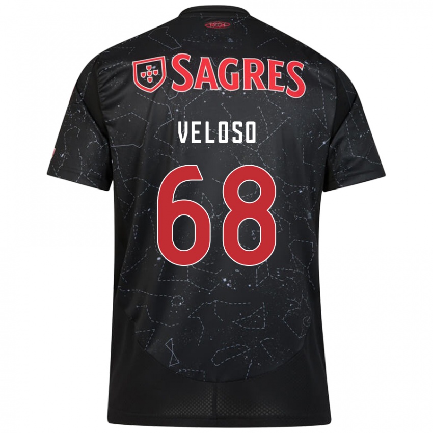 Uomo Maglia João Veloso #68 Nero Rosso Kit Gara Away 2024/25 Maglietta