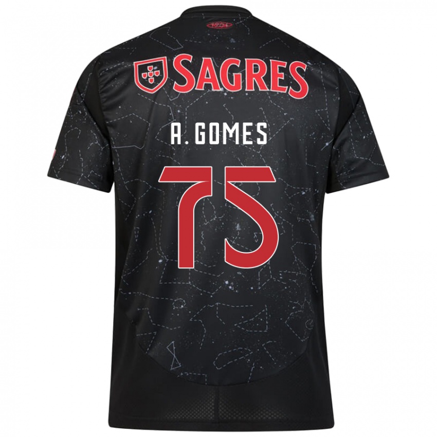 Uomo Maglia André Gomes #75 Nero Rosso Kit Gara Away 2024/25 Maglietta