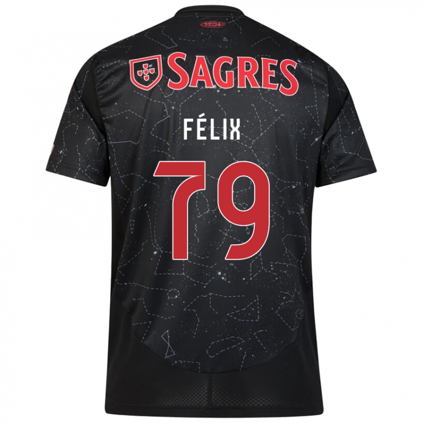 Uomo Maglia Hugo Félix #79 Nero Rosso Kit Gara Away 2024/25 Maglietta