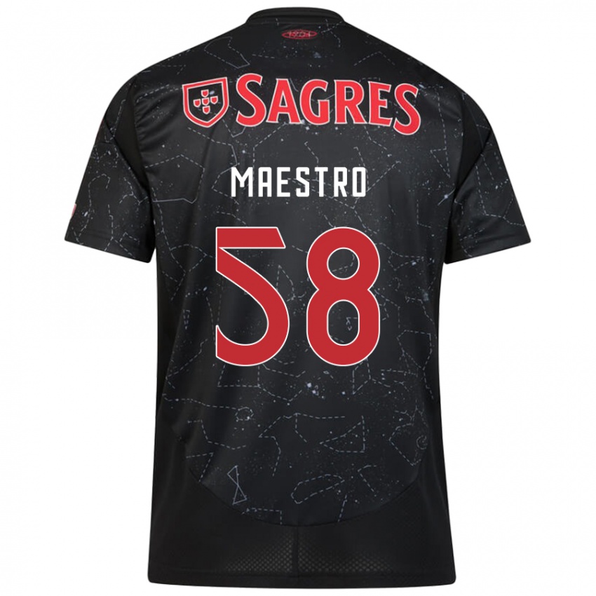 Uomo Maglia Maestro #58 Nero Rosso Kit Gara Away 2024/25 Maglietta