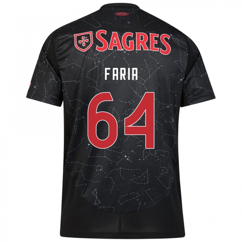 Uomo Maglia Hugo Faria #64 Nero Rosso Kit Gara Away 2024/25 Maglietta