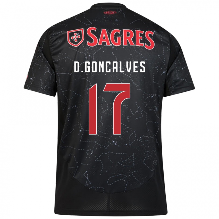 Uomo Maglia Diogo Goncalves #17 Nero Rosso Kit Gara Away 2024/25 Maglietta