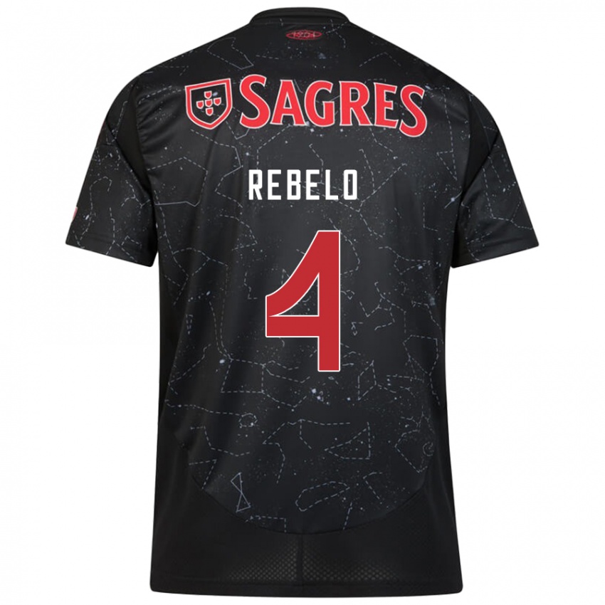 Uomo Maglia Silvia Rebelo #4 Nero Rosso Kit Gara Away 2024/25 Maglietta