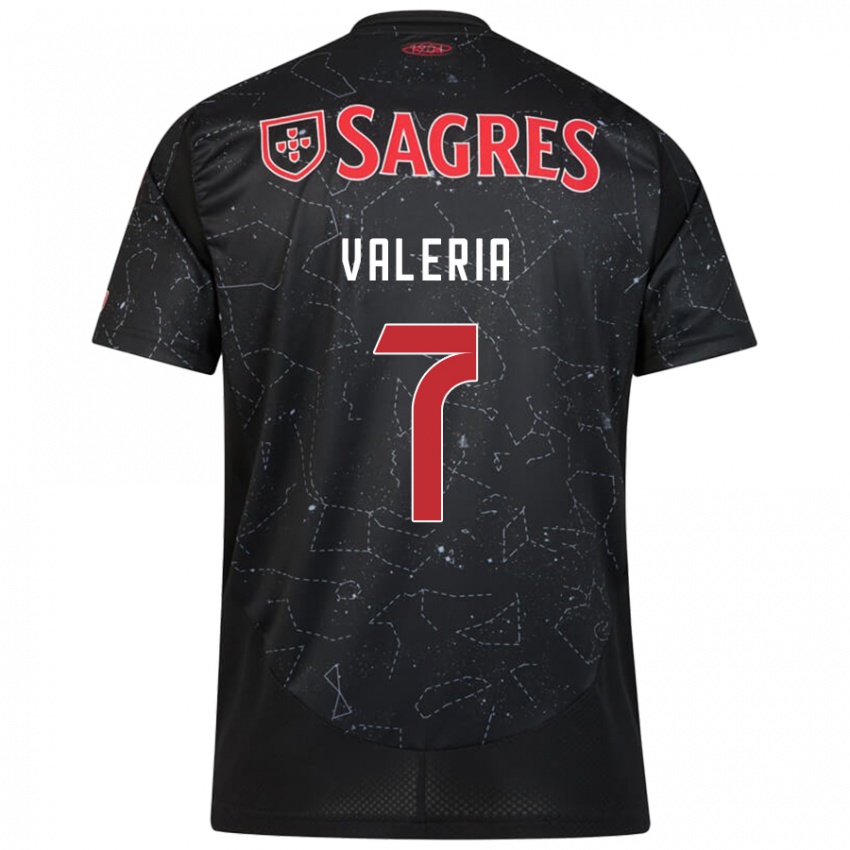 Uomo Maglia Valeria #7 Nero Rosso Kit Gara Away 2024/25 Maglietta