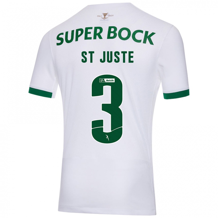 Uomo Maglia Jerry St. Juste #3 Bianco Verde Kit Gara Away 2024/25 Maglietta