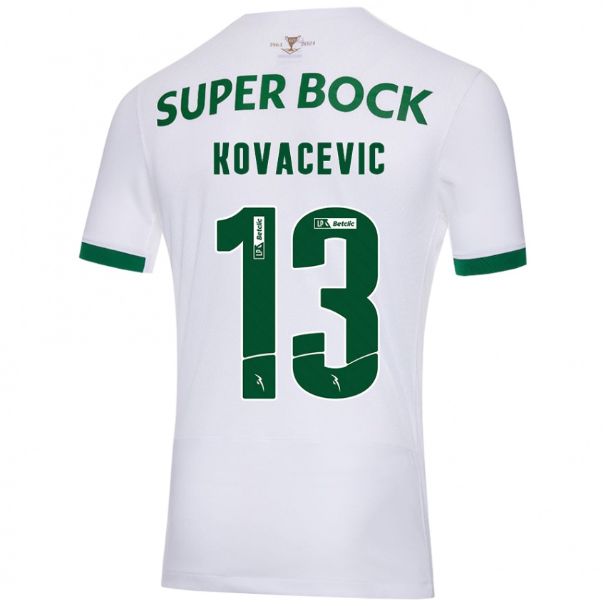 Uomo Maglia Vladan Kovacevic #13 Bianco Verde Kit Gara Away 2024/25 Maglietta