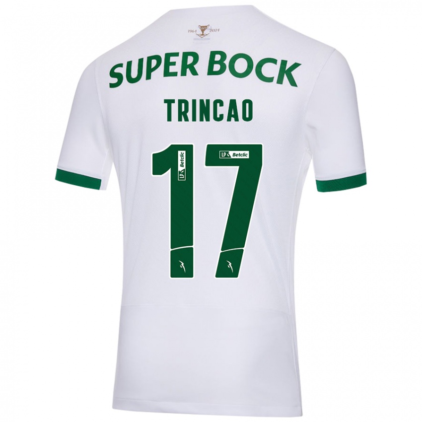 Uomo Maglia Trincão #17 Bianco Verde Kit Gara Away 2024/25 Maglietta