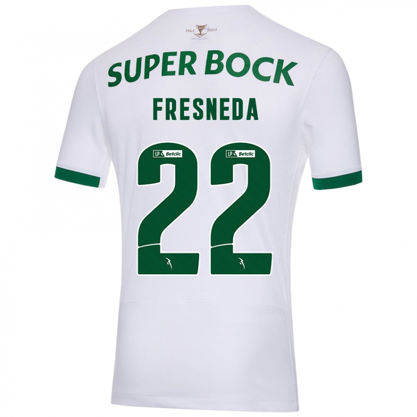 Uomo Maglia Iván Fresneda #22 Bianco Verde Kit Gara Away 2024/25 Maglietta