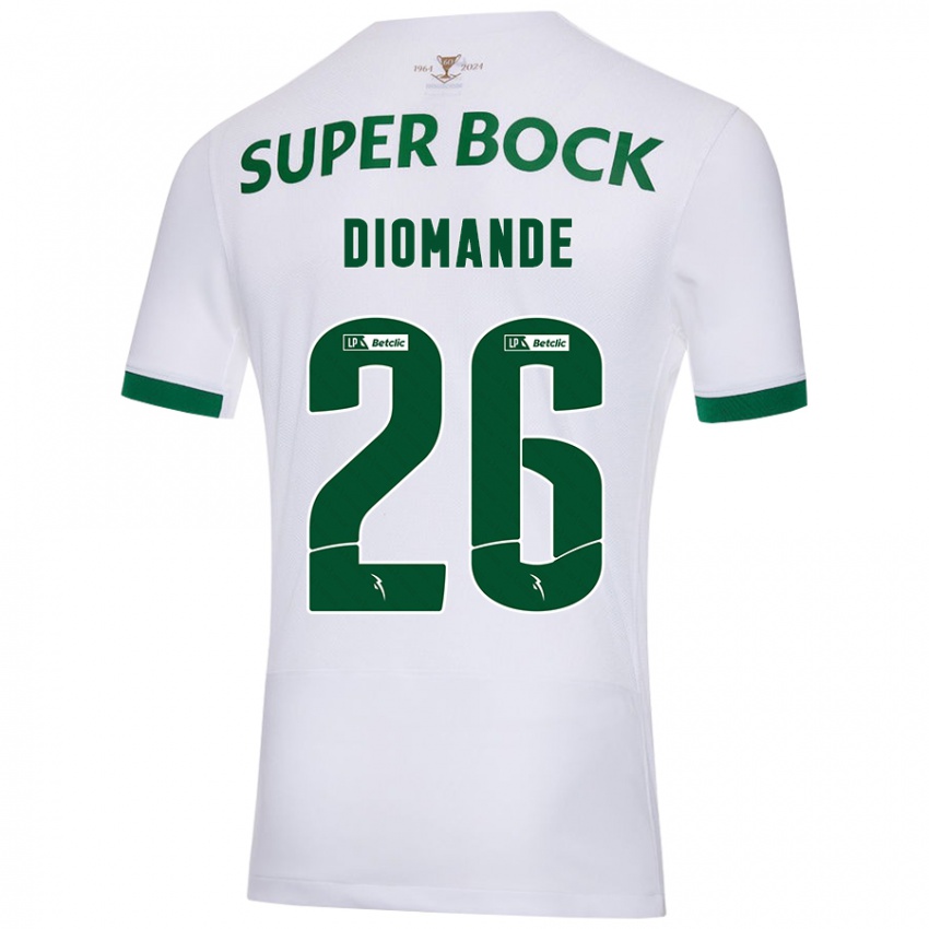 Uomo Maglia Ousmane Diomande #26 Bianco Verde Kit Gara Away 2024/25 Maglietta