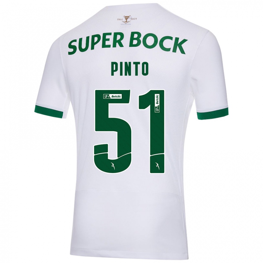 Uomo Maglia Diogo Pinto #51 Bianco Verde Kit Gara Away 2024/25 Maglietta