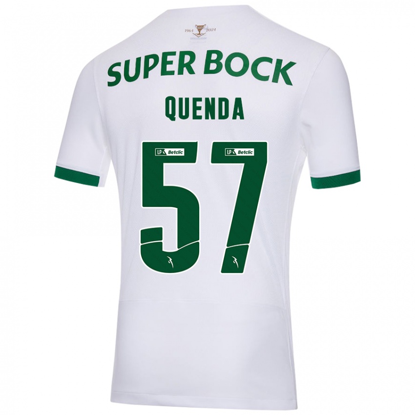 Uomo Maglia Geovany Quenda #57 Bianco Verde Kit Gara Away 2024/25 Maglietta