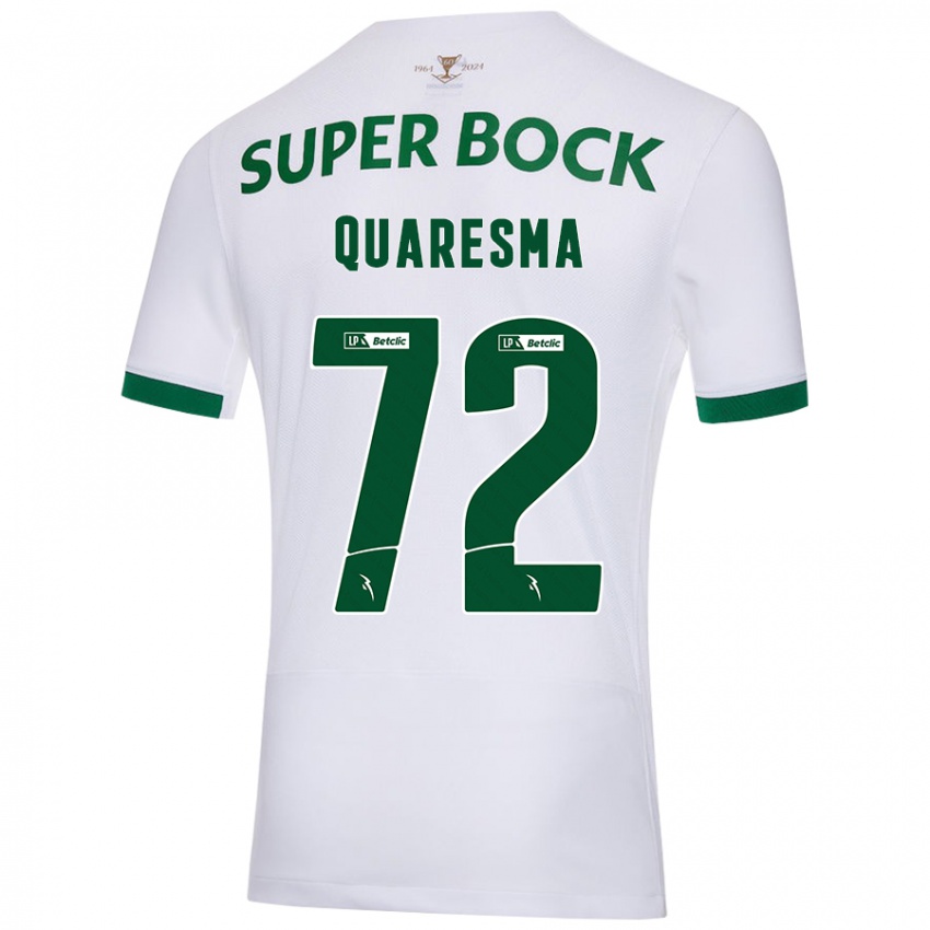 Uomo Maglia Eduardo Quaresma #72 Bianco Verde Kit Gara Away 2024/25 Maglietta