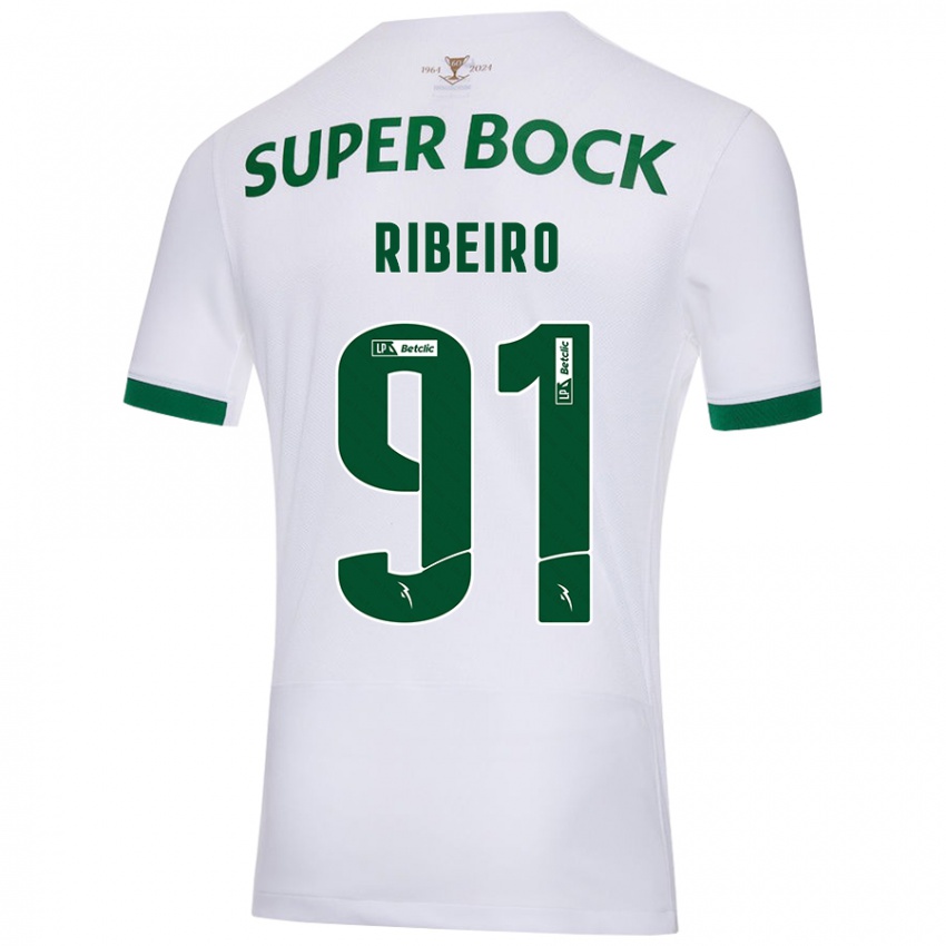 Uomo Maglia Rodrigo Ribeiro #91 Bianco Verde Kit Gara Away 2024/25 Maglietta