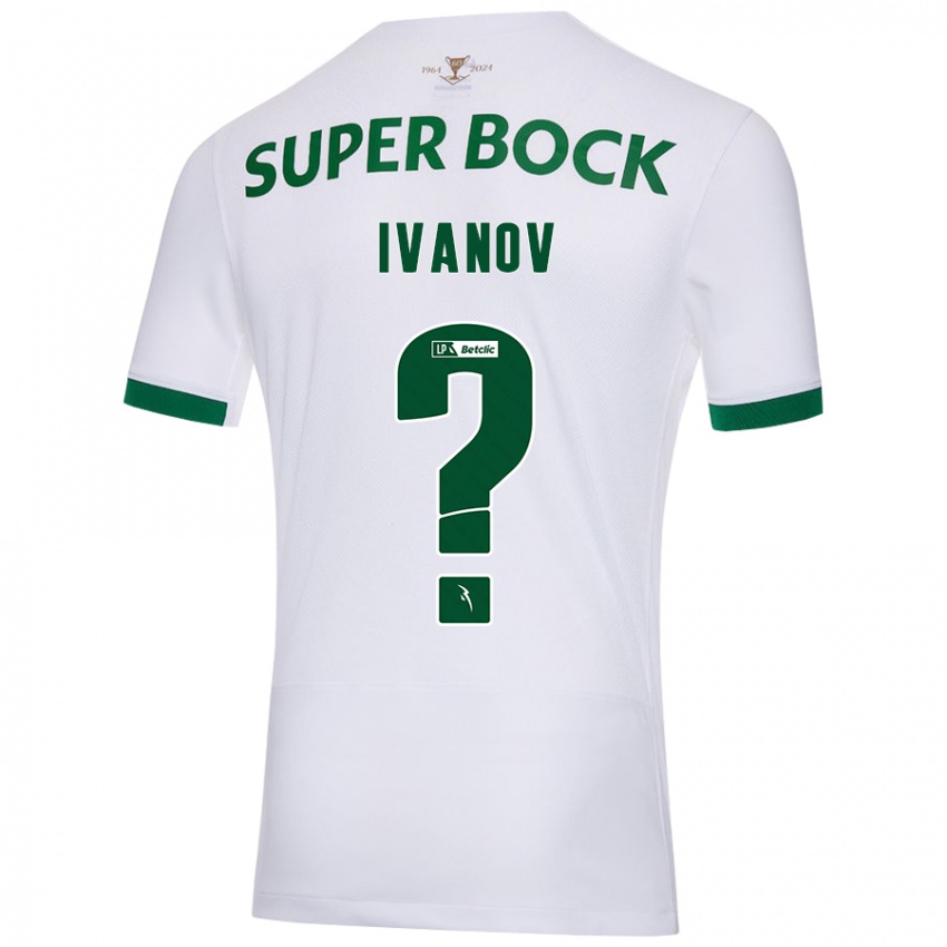 Uomo Maglia David Ivanov #0 Bianco Verde Kit Gara Away 2024/25 Maglietta