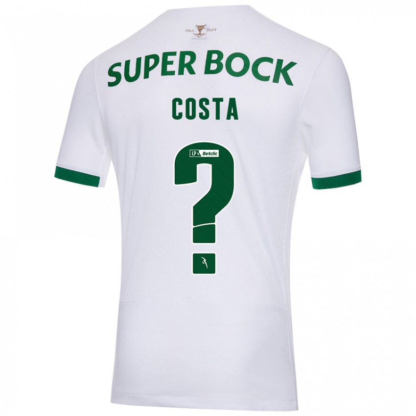 Uomo Maglia Daniel Costa #0 Bianco Verde Kit Gara Away 2024/25 Maglietta