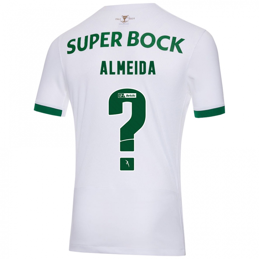 Uomo Maglia Miguel Almeida #0 Bianco Verde Kit Gara Away 2024/25 Maglietta