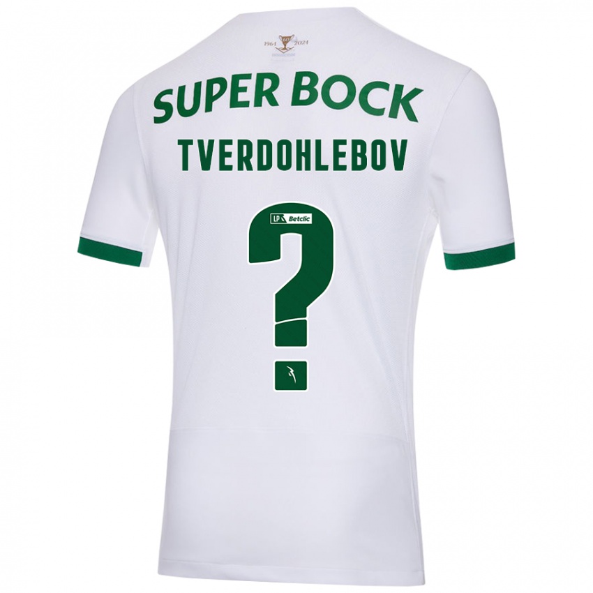 Uomo Maglia Alex Tverdohlebov #0 Bianco Verde Kit Gara Away 2024/25 Maglietta