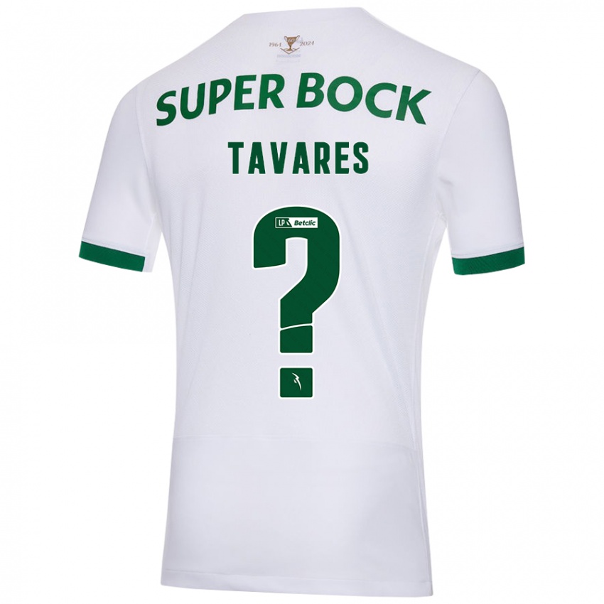 Uomo Maglia Leonardo Tavares #0 Bianco Verde Kit Gara Away 2024/25 Maglietta