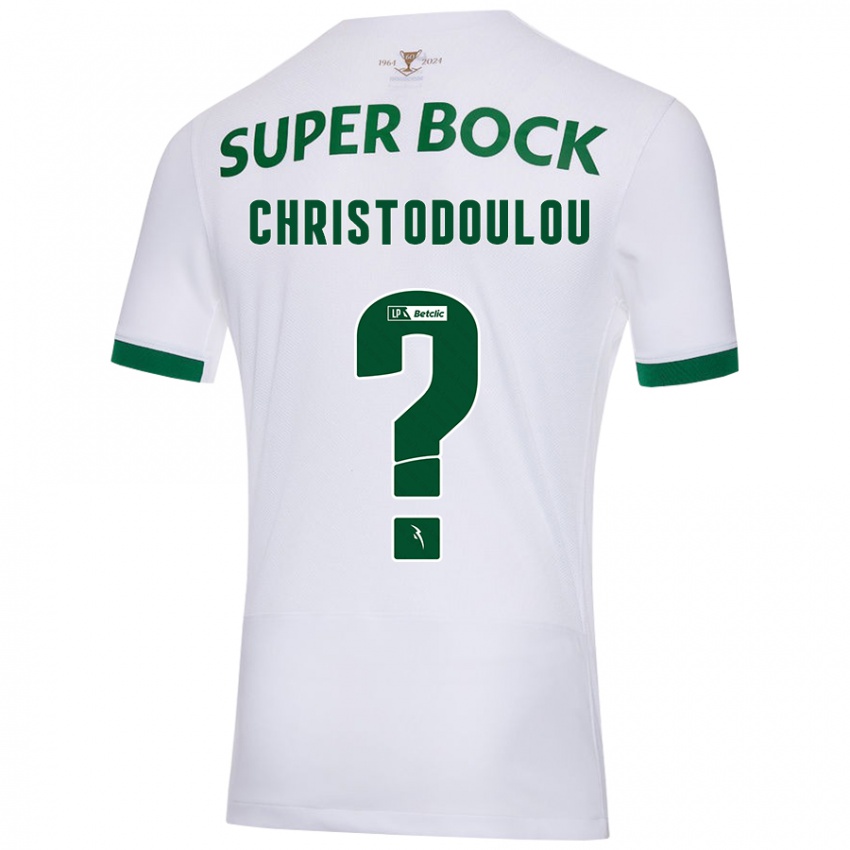 Uomo Maglia Argyris Christodoulou #0 Bianco Verde Kit Gara Away 2024/25 Maglietta